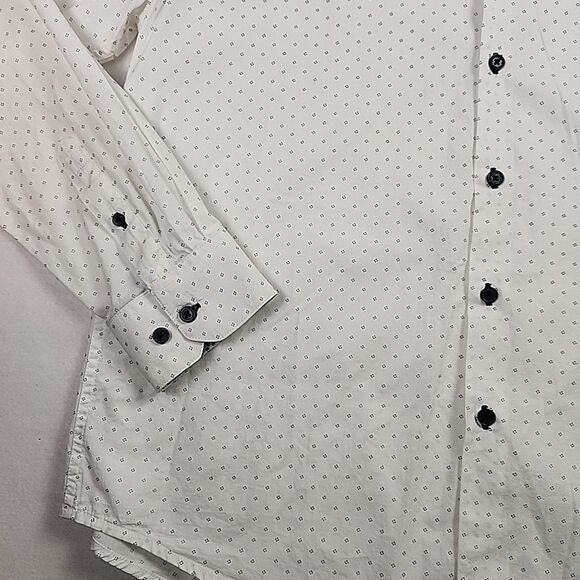 Denim & Flower Ricky Singh Mens White Blue Slim Fit Button Down XL Shirt - Picture 7 of 11